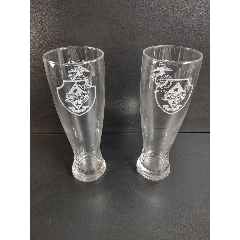 Pair Of Marine Corps 231rd Birthday Ball Beer Glass